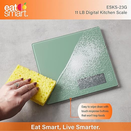 Eat Smart Eat Smart 11lb Food Kitchen Glass Scale, Green