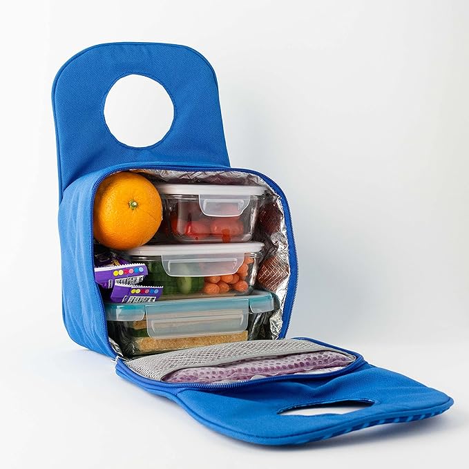 Designer Insulated Lunch Bag, Baby Blue Reusable Cooler Tote for Food & Drinks, Perfect for Women, Men and Kids, Stylish for boy and girls of all ages (Light Blue)
