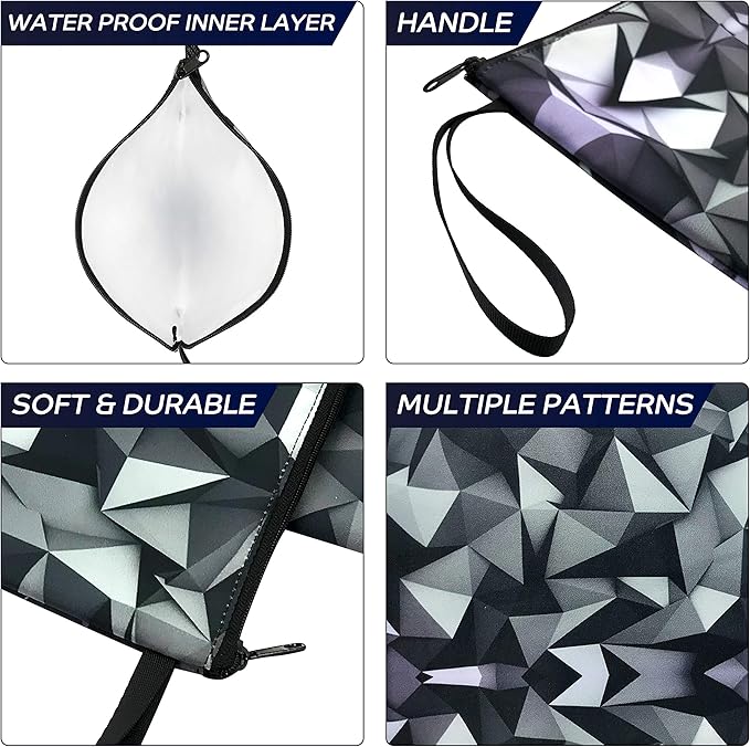 Nordic By Nature Reusable Sandwich Bag Snack Bags - Value Pack of 5 Dual Layer Lunch Baggies - Dishwasher Safe - Eco Friendly Cloth Wraps - Easy Open Zipper (Black Mosaic)