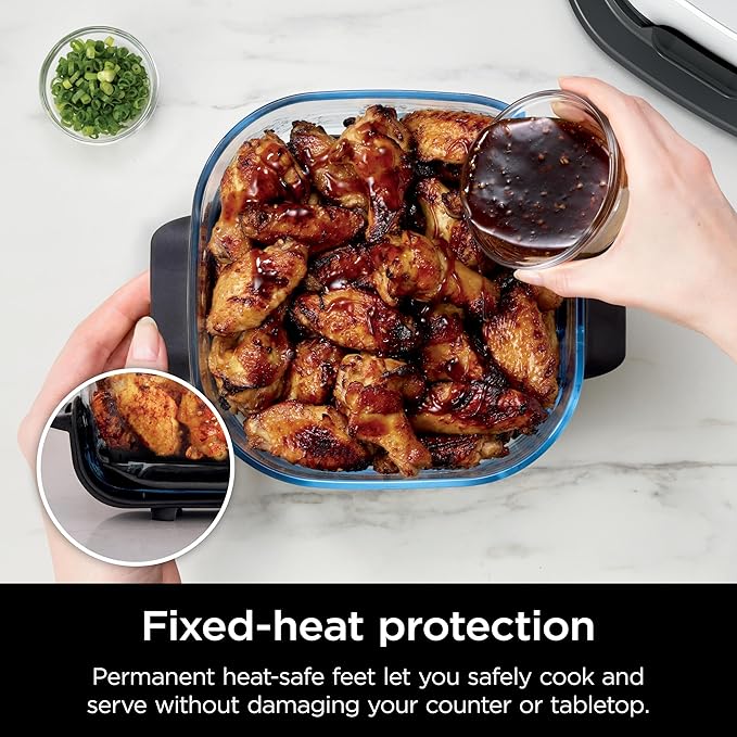 Ninja 2.5 QT TempWare Glass Container with Storage lid, Compatible Crispi Portable Cooking System, Microwave, Freezer and Dishwasher Safe, PFAS Free Glass Cooking Surface