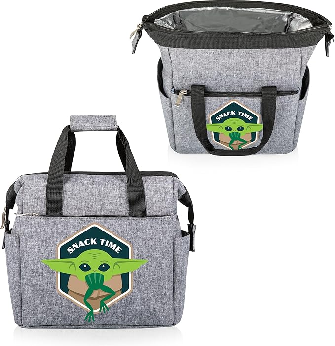 PICNIC TIME Star Wars Mandalorian Grogu On The Go Lunch Bag, Soft Cooler Lunch Box, Insulated Lunch Bag, (Heathered Gray)