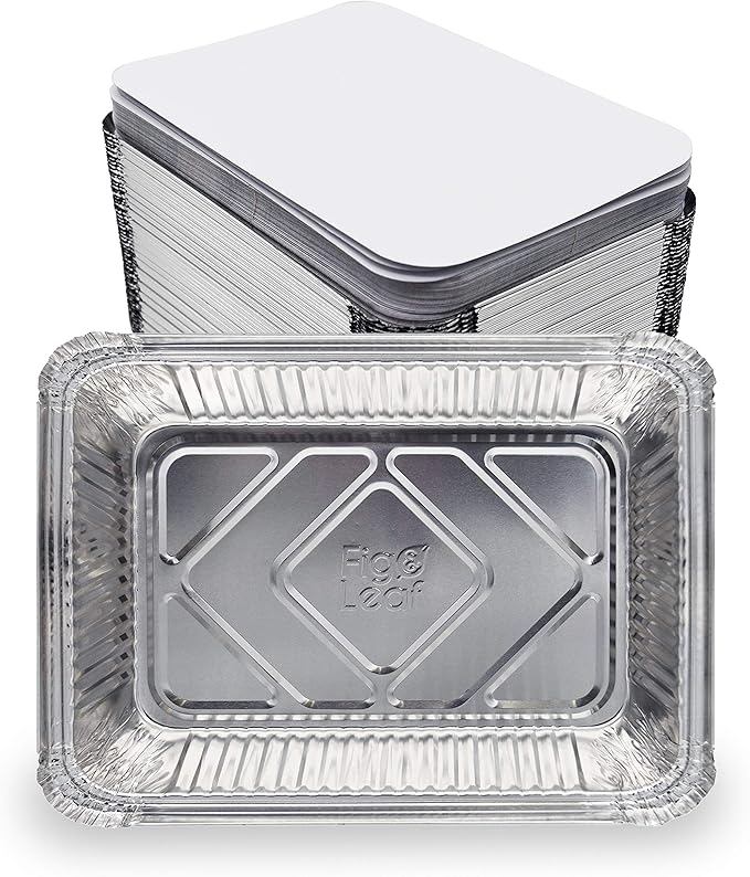(120 Pack) Premium 2.5-LB Takeout Pans with Lids - 8.6" x 6.1" x 2" l Heavy Duty Disposable Aluminum Foil for Catering Party Meal Prep Freezer Drip Pans BBQ Potluck Holidays