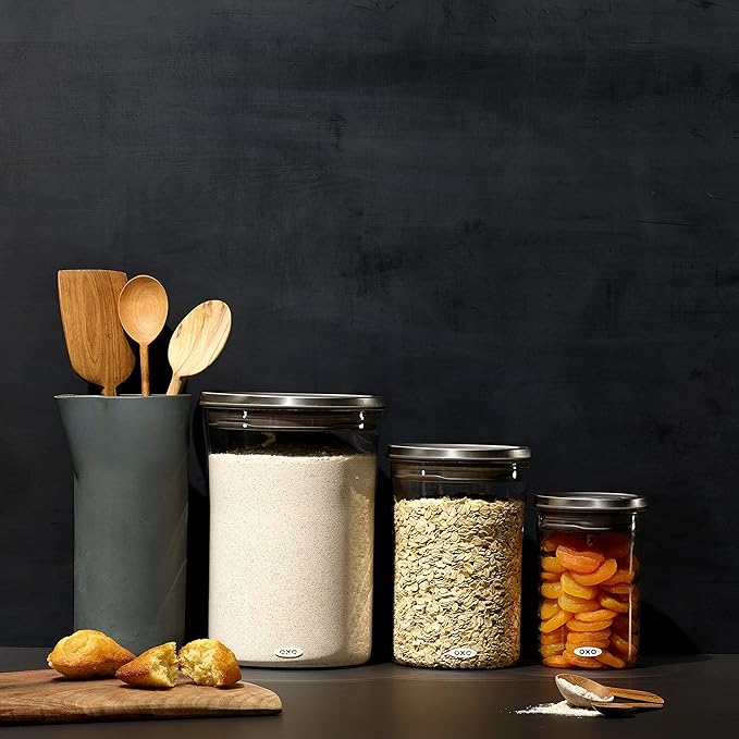 OXO 3 Piece Food Storage POP Glass Container Set - 0.6, 1.5, and 3.3 Quart