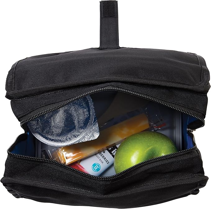 PackIt Freezable Lunch Bag, Black, Built with EcoFreeze Technology, Foldable, Reusable, Zip and Fold Closure with Buckle Handle, Perfect for School and Office Lunches