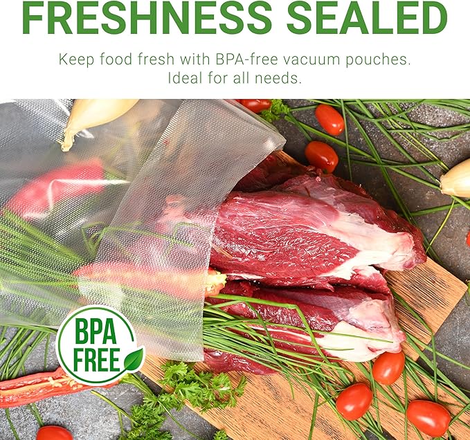 500 pcs Clear 8" x 12" Quart, 3 mil Chamber Machine Pouches, Pre-Cut Chamber Vacuum Sealer Bags, Heavy Duty Seal Pouch, BPA-Free Chamber Sealer Bags with Tear Notch