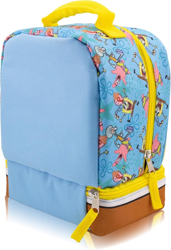 Fast Forward SpongeBob SquarePants Lunch Box for Kids With Glitter | Insulated Lunch Bag Lunch Box for Boys, Girls, Toddlers | SpongeBob SquarePants Reusable Lunchbox