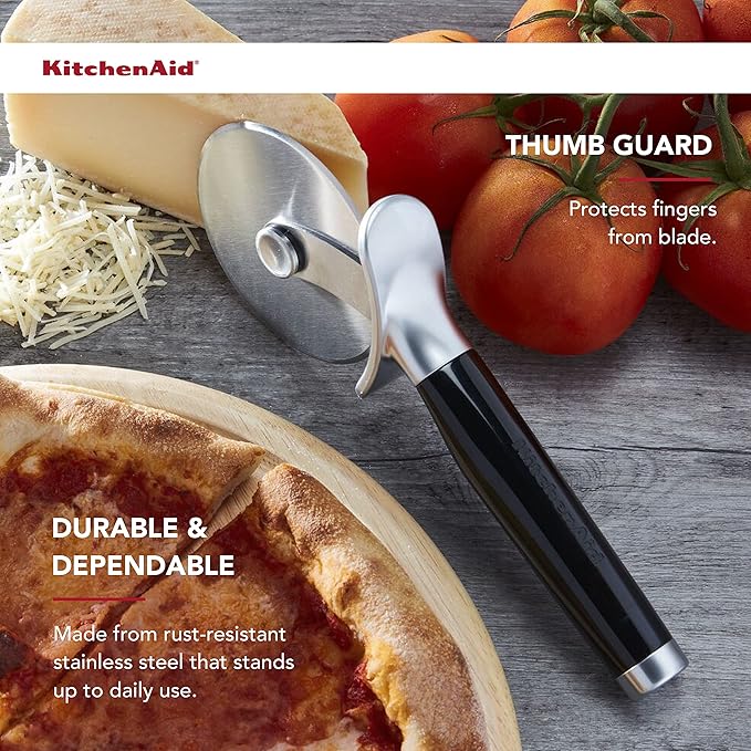 KitchenAid Universal Nesting Plastic Mixing Bowls, Set Of 3, 2.5 quart & Classic Pizza Wheel with Sharp Blade For Cutting Through Crusts