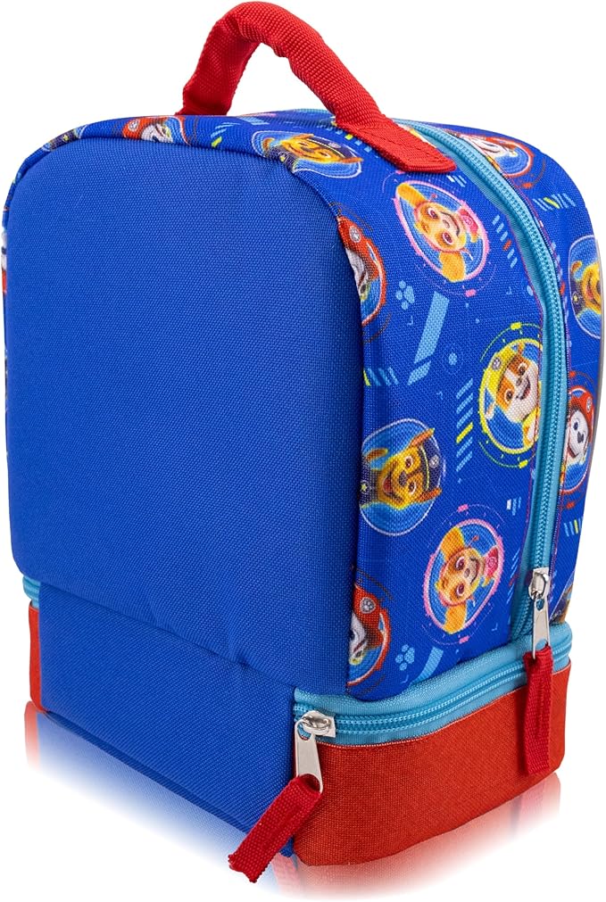 Fast Forward Paw Patrol Lunch Box for Kids With Glitter | Insulated Lunch Bag Lunch Box for Boys, Girls, Toddlers | Paw Patrol Chase, Marshall and Rubble Blue Reusable Lunchbox