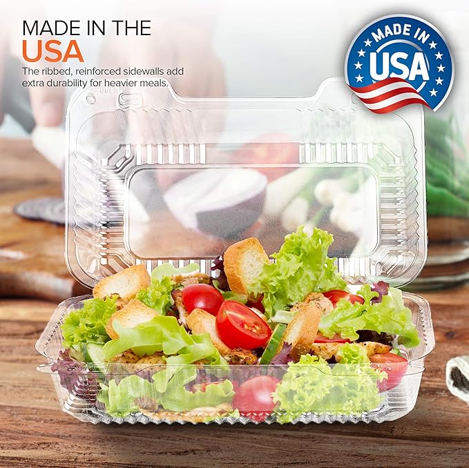 Stock Your Home Plastic 9 x 5 Inch ClamShell Takeout Trays (25 Count) - Dessert Containers - Plastic Hinged Food Container - Disposable Plastic Clamshell Food Containers for Slices of Cake, Sandwiches