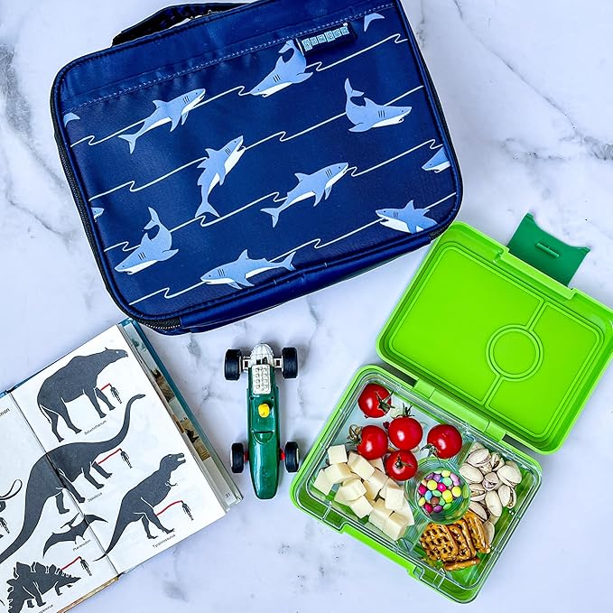 Yumbox Snack Box - 3 Compartment - Leakproof Bento Lunch Box for Kids (Jurassic Green)