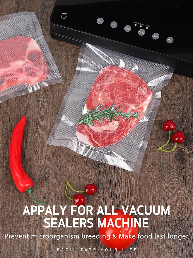 Syntus Vacuum Sealer Bags for Food, 4 Rolls 11" x 50' Commercial Grade Bag Rolls, BPA Free Food Vac Bags for Storage, Meal Prep or Sous Vide