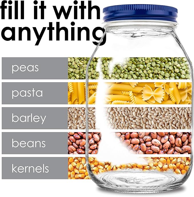 12 Pack of 32oz Mayo Style Glass Mason Jars and Metal Leak Proof Lids for Pickling, Fermenting, Canning and Storing. Containers for Pickles, Kombucha, Preserves, Sauces, Kefir, Fruits