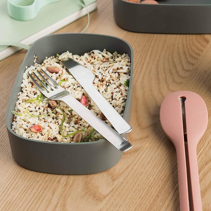 BergHOFF Leo Premium 18/10 Stainless Steel 4Pc Reusable Travel Flatware Set Knife Spoon Fork Sleeve with Silicone Sleeve Dishwasher safe, Pink