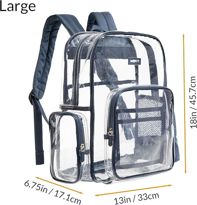 J.CARP Clear Bag Heavy Duty Backpack Durable Transparent See Through Bag