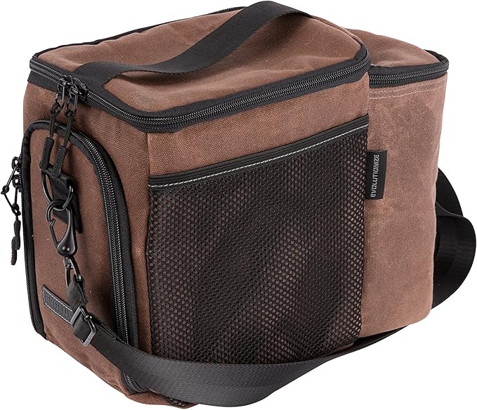 EVOLUTIONIZE Meal Prep Bag - Full Meal Prep Lunch Box Management System includes Portion Control Meal Prep Containers + Ice Pack (3 Meal Insulated Cooler Bag, Black) (3 Meal, Brown (Waxed Canvas))