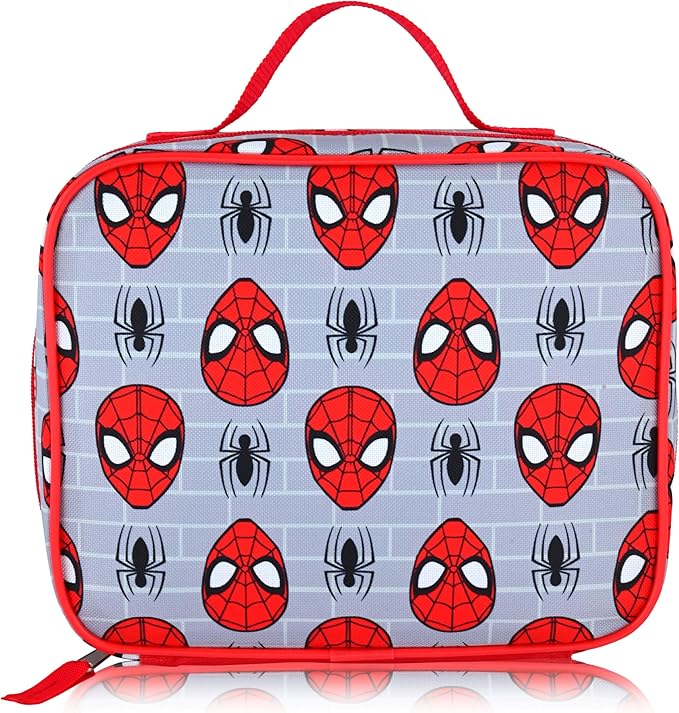Fast Forward Marvel Spiderman Lunch Box for Kids | Spiderman Insulated Lunch Bag Lunch Box for Boys, Girls, Unisex | Spiderman Grey Reusable Lunchbox, SPCO97FN