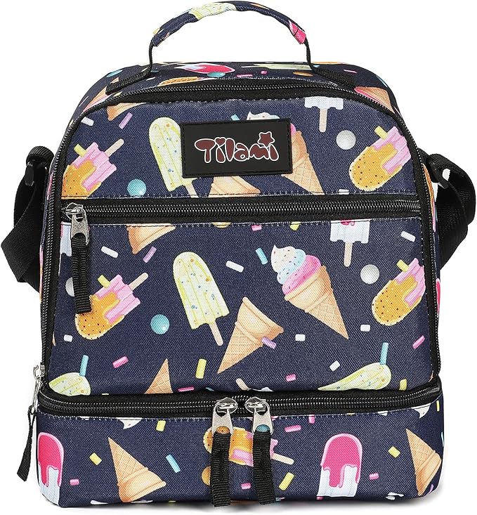 Tilami Lunch Bags Insulated Adjustable Strap Zipper, Water-Resistant Cooler Bags, Bento Bags for Kids Toddlers, Summer