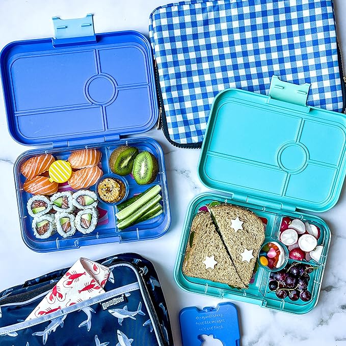 Yumbox Tapas Leakproof Bento Box: 4-Compartment Bento Lunch Box (True Blue with Shark Tray)