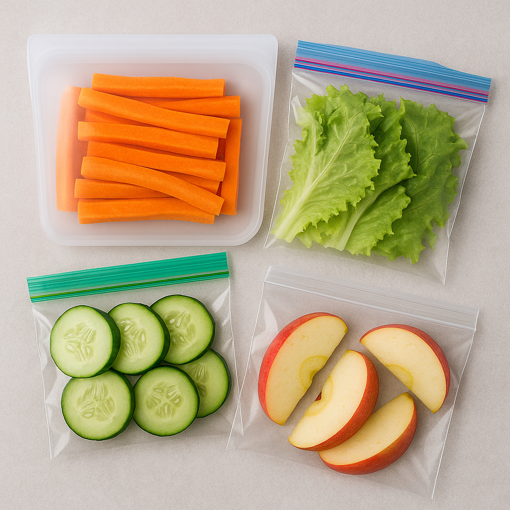 reusable and disposable food storage bags for fresh meals