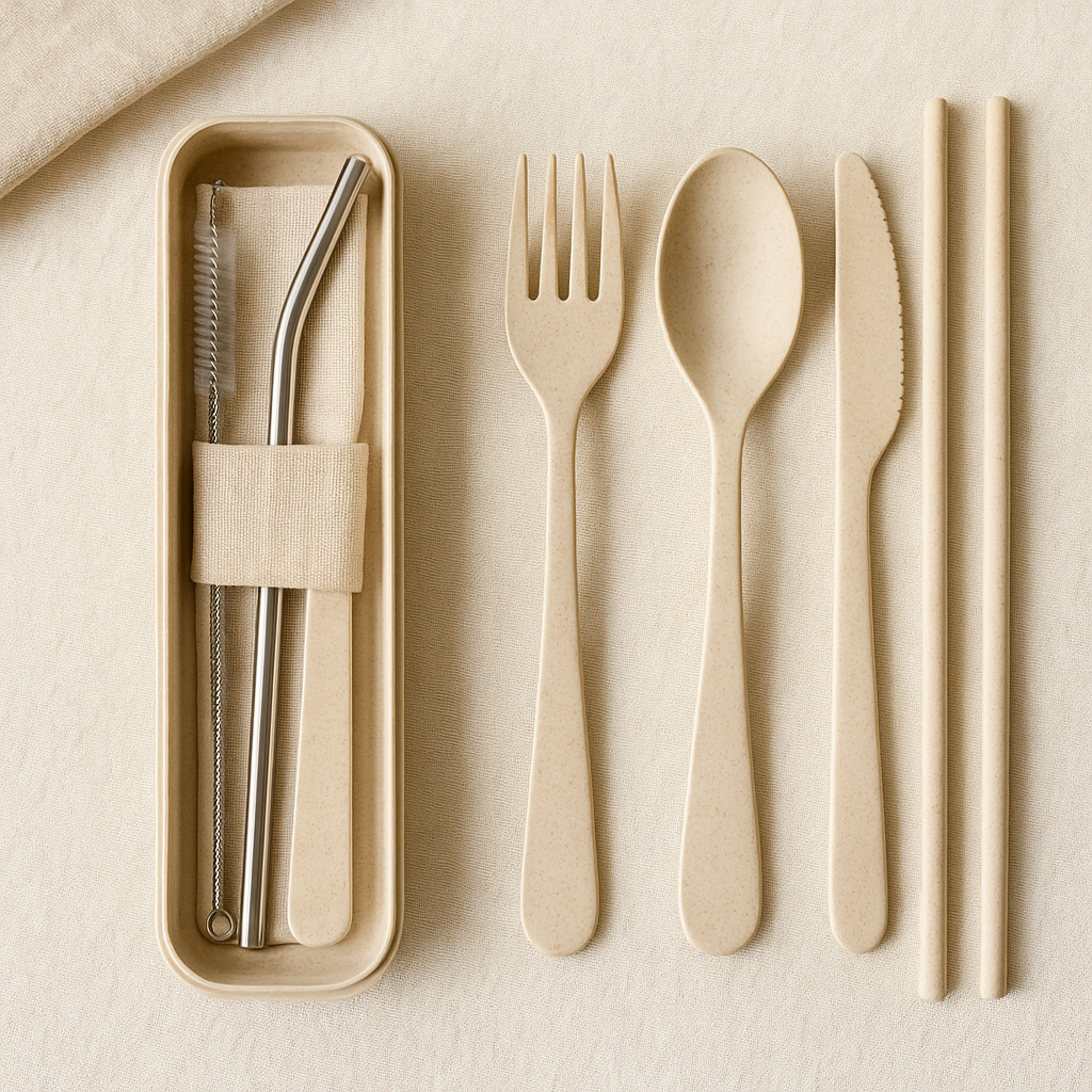 reusable cutlery and utensil set for eco-friendly meals