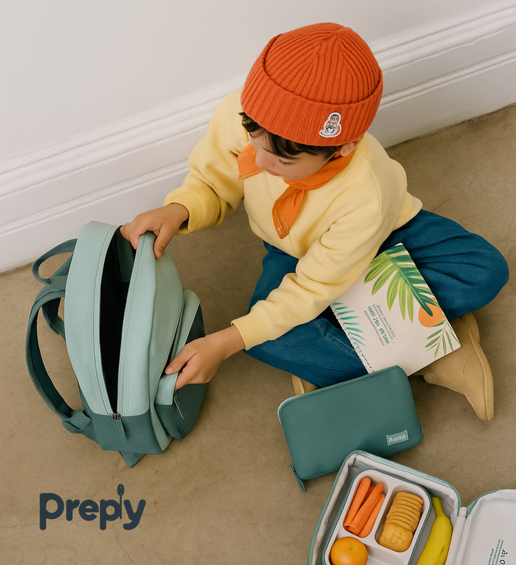 Preply Kids’ Lunch Backpack with insulated lunch bag, healthy snacks, and notebook for school-ready meal prep