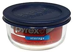 Pyrex Storage 2-Cup Round Dish, Clear with Blue Lid Case of 6 Containers