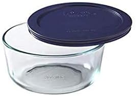 Pyrex Storage 2-Cup Round Dish, Clear with Blue Lid Case of 6 Containers