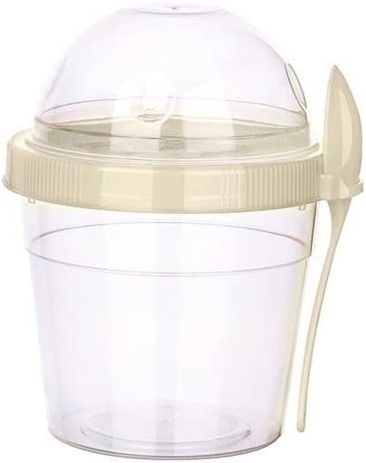 4 Pack 17 oz Small Breakfast On The Go Yogurt Parfait Cups, Reusable Plastic Containers with Lids and Spoons, Perfect Jars for Overnight Oats Cereal Granola Oatmeal (4 Colors - Set 2)