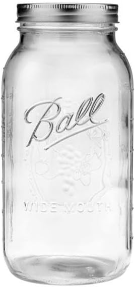 Ball Wide Mouth Glass Mason Jars with Lids and Bands, Used for Canning, Pickling, Juice, Jam, Jelly, Half Gallon Size 64 Ounce (Pack of 4)