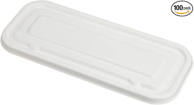 Restaurantware-LIDS ONLY: 9.1 Inch Disposable Lids, 100 Sustainable To Go Containers with Lids - Microwavable, Freezable, White Bagasse Lid, Grease-Resistant, Containers Sold Separately