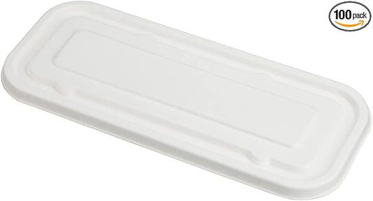 Restaurantware-LIDS ONLY: 9.1 Inch Disposable Lids, 100 Sustainable To Go Containers with Lids - Microwavable, Freezable, White Bagasse Lid, Grease-Resistant, Containers Sold Separately
