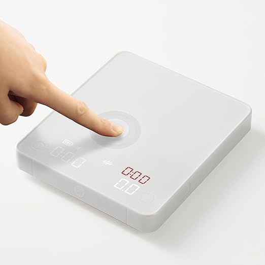 Portable Coffee Scale,Electronic Digital Espresso Scale with Timer,2kg/0.1g High Precision,USB Type-C Charging,Rechargeable 1800mAh Battery White