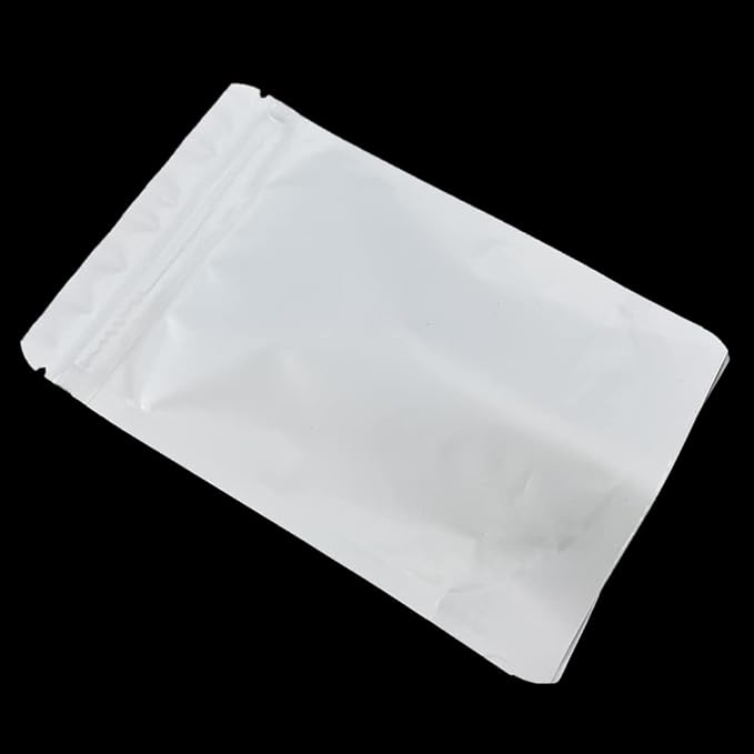 PABCK Stand-Up Resealable Heat Seal Bags 3.55mil Thick Frosted White Foil Sealed Bags 50 Pieces 3.35x5.1 inch for Zip Packaging Lock Food Storage Pouch