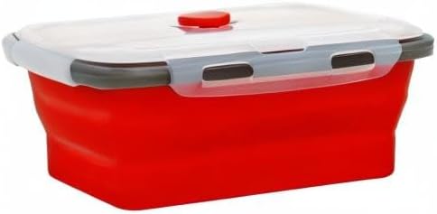 CARTINTS Set of 3 Collapsible Food Storage Containers with Lids, Collapsible Silicone Bowls, Silicone Lunch Containers, For Meal Prep, Camping, Travel, Microwave and Freezer Safe,500ml,Red