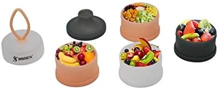 BariatricPal 4 Compartment Detachable, Stackable, and Portion Controlled Food & Powder Storage Containers (Pink-Gray)
