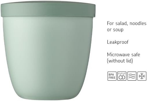 Mepal – Snackpot Ellipse – Food Container for Storing and Transporting Snacks - Suitable for Freezer, Microwave & Dishwasher - 500 ml – Nordic Sage