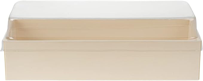 Restaurantware LIDS ONLY: Taipei 7.5 Inch Rectangle Long Straight Lids, 100 Plastic Lids For 18 oz Rectangle Long Straight Wooden Containers - Containers Sold Separately, Clear Plastic Lids