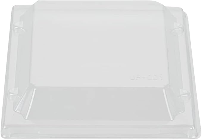 Restaurantware LIDS ONLY: Taipei 5.3 x 5.3 x 1 Inch Square Transparent Lids 100 Plastic Lids For 14 Ounce Square Flare Wooden Containers - Containers Sold Separately Clear Plastic To Go Box Lids