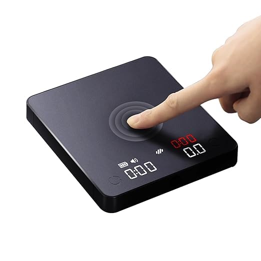 Portable Coffee Scale,Electronic Digital Espresso Scale with Timer,2kg/0.1g High Precision,USB Type-C Charging,Rechargeable 1800mAh Battery Black