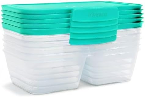 Sistema Nest It Meal Prep Food Storage Containers, 3 Compartments, 8 Cups, BPA-Free, 5-Pack