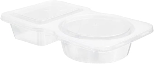 Futura 5 Ounce Snack Containers, 100 Microwavable Sauce Containers - 2 Compartments, Hinged Lid, Clear Plastic Portion Cups, For Condiments Or Dips - Restaurantware