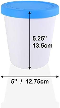 LIN Ice Cream Containers 4-Pack - 1Quart Reusable Round Storage Tubs for Homemade Ice Cream & Frozen Treats, Silicone Lids - Non-BPA Plastic - Dishwasher-Safe - No Freezer Burn
