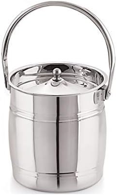 Priya Stainless Steel Apple Milk Can/Milk Barni/Milk Pot/Oil Can (with Lid) - Capacity 1.5 Litre and Diameter - 5.1 inches
