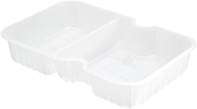 Restaurantware TRAYS ONLY: Futura 10 Ounce Trays For Meal Prep Containers 100 Microwavable Trays For 32 Or 37 Ounce Containers - Containers Sold Separately 2 Compartments White Plastic Food Trays