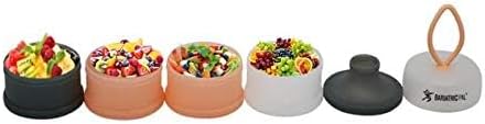 BariatricPal 4 Compartment Detachable, Stackable, and Portion Controlled Food & Powder Storage Containers (Pink-Gray)