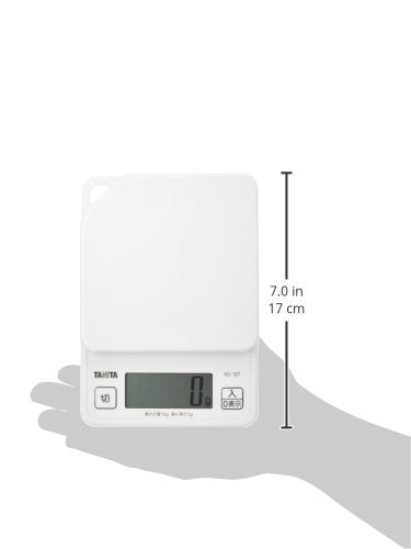 Tanita KD-187 WH Cooking Scale, 0.3 oz (1 g) Units of Up to 2.2 lbs (1 kg), Includes Hook Holes for Convenient Storage, White, Kitchen Scale, Cooking, Digital
