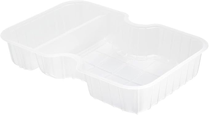 Restaurantware TRAYS ONLY: Futura 10 Ounce Trays For Meal Prep Containers 100 Microwavable Trays For 32 Or 37 Ounce Containers - Containers Sold Separately 2 Compartments White Plastic Food Trays