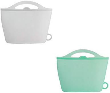 Upgraded 2 Pack Reusable Silicone Food Bag Zip Lock Containers, BPA Free Leakproof Storage Bags for Fruit/Snack/Vegetables (Clear/Green)