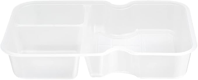 Restaurantware TRAYS ONLY: Futura 10 Ounce Trays For Meal Prep Containers 100 Microwavable Trays For 32 Or 37 Ounce Containers - Containers Sold Separately 3 Compartments White Plastic Food Trays