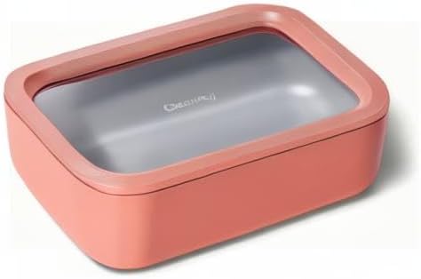 Caraway Glass Food Storage - 6.6 Cup Glass Container - Ceramic Coated Food Container - Non Toxic, Non Stick Lunch Box Container with Glass Lids - Dishwasher, Oven, & Microwave Safe - Perracotta